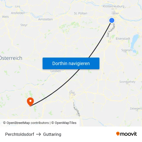 Perchtoldsdorf to Guttaring map