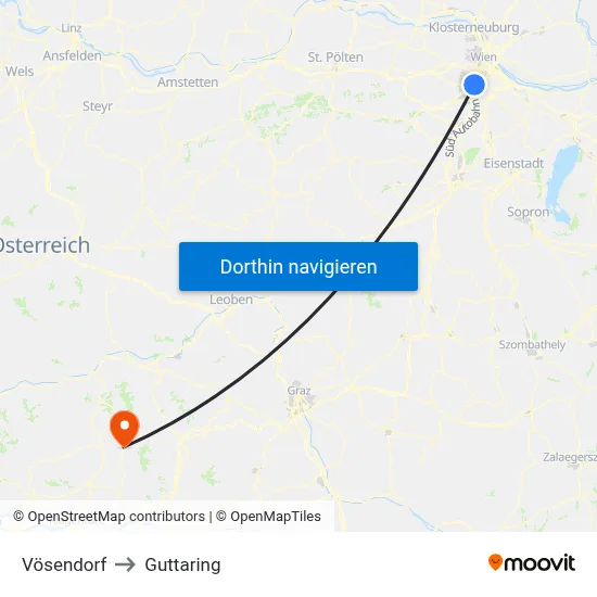 Vösendorf to Guttaring map
