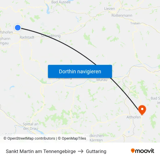 Sankt Martin am Tennengebirge to Guttaring map