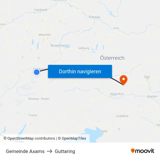 Gemeinde Axams to Guttaring map
