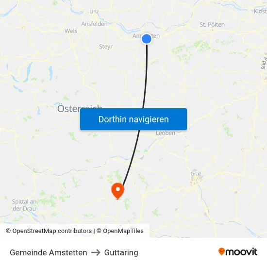 Gemeinde Amstetten to Guttaring map