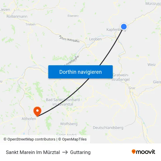 Sankt Marein Im Mürztal to Guttaring map