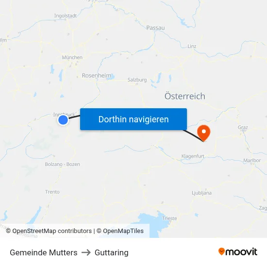 Gemeinde Mutters to Guttaring map
