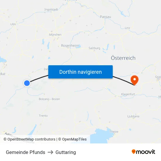 Gemeinde Pfunds to Guttaring map