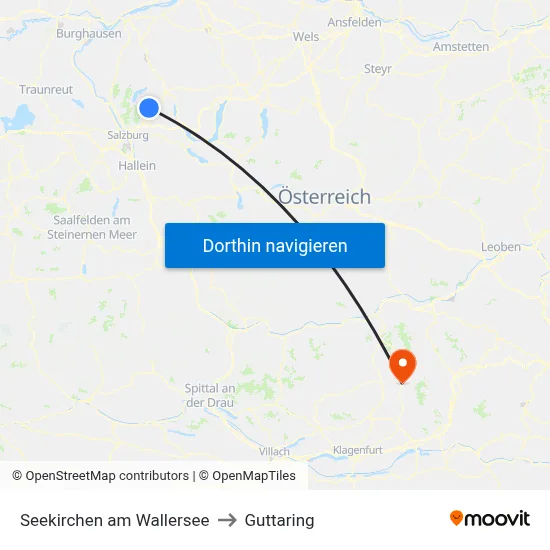 Seekirchen am Wallersee to Guttaring map
