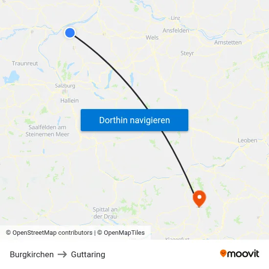 Burgkirchen to Guttaring map