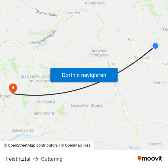 Feistritztal to Guttaring map