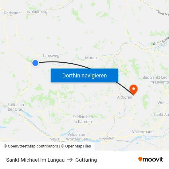 Sankt Michael Im Lungau to Guttaring map