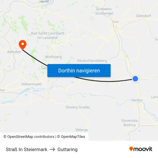 Straß In Steiermark to Guttaring map