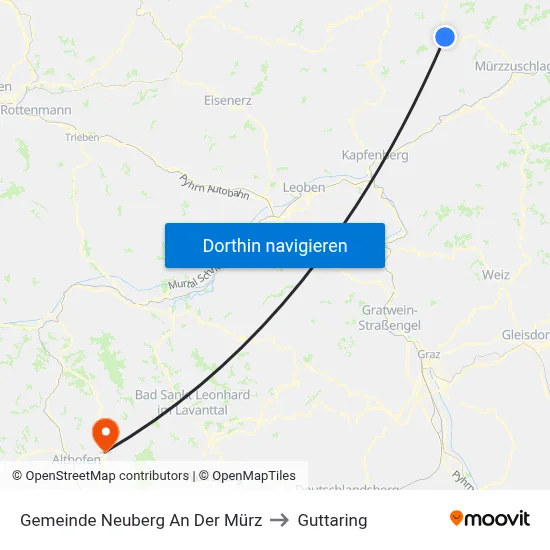Gemeinde Neuberg An Der Mürz to Guttaring map