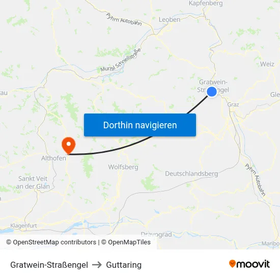 Gratwein-Straßengel to Guttaring map