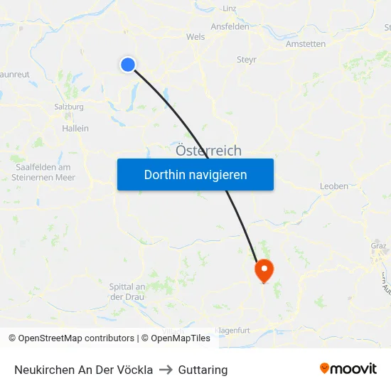 Neukirchen An Der Vöckla to Guttaring map