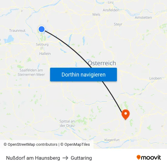 Nußdorf am Haunsberg to Guttaring map