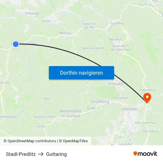 Stadl-Predlitz to Guttaring map