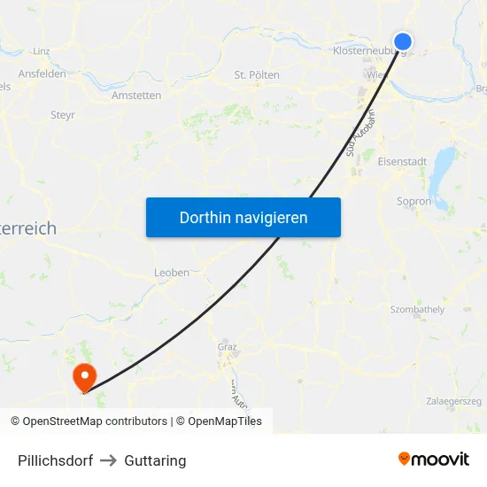 Pillichsdorf to Guttaring map