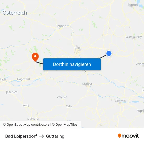 Bad Loipersdorf to Guttaring map