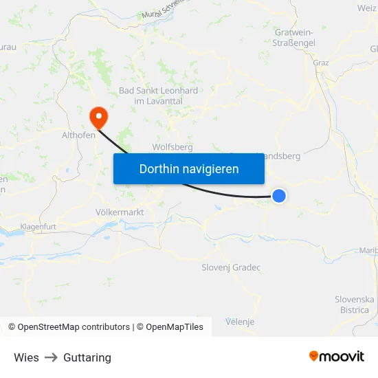 Wies to Guttaring map