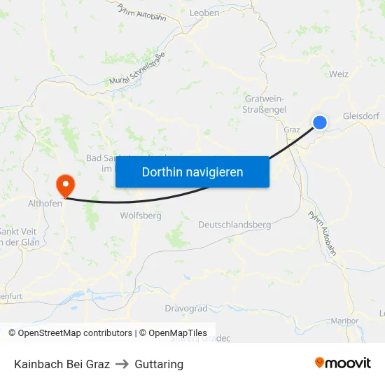 Kainbach Bei Graz to Guttaring map