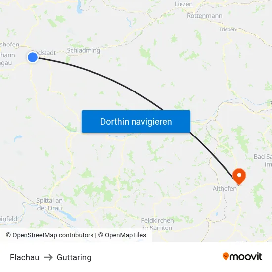 Flachau to Guttaring map