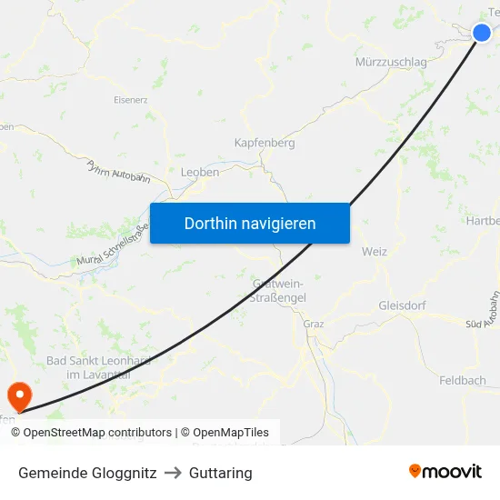 Gemeinde Gloggnitz to Guttaring map