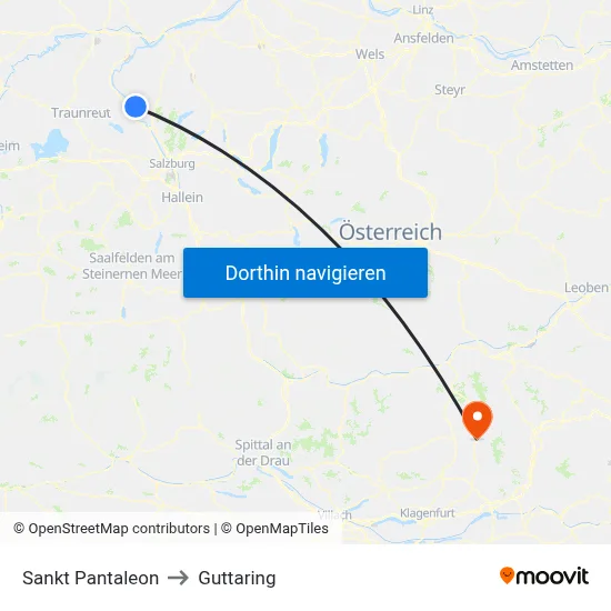 Sankt Pantaleon to Guttaring map