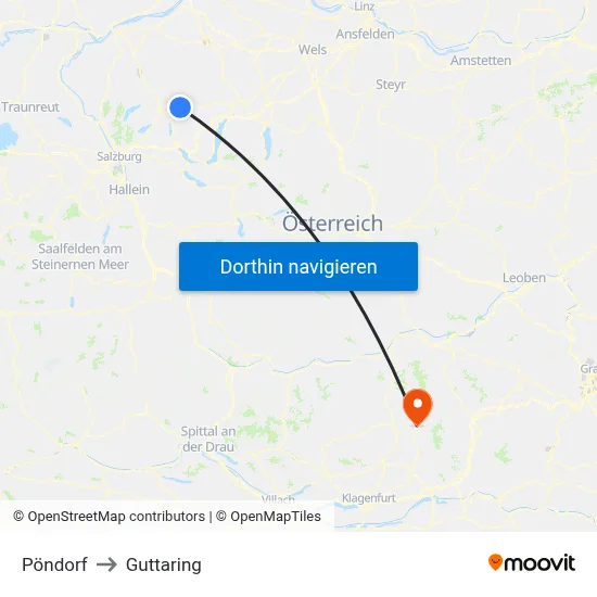 Pöndorf to Guttaring map
