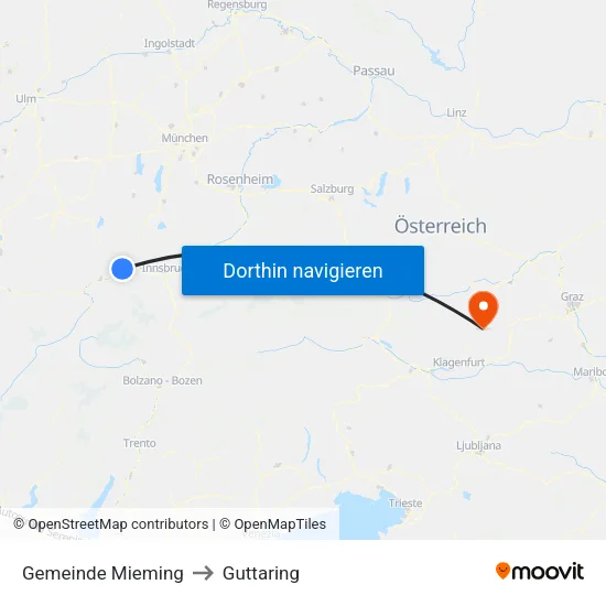 Gemeinde Mieming to Guttaring map
