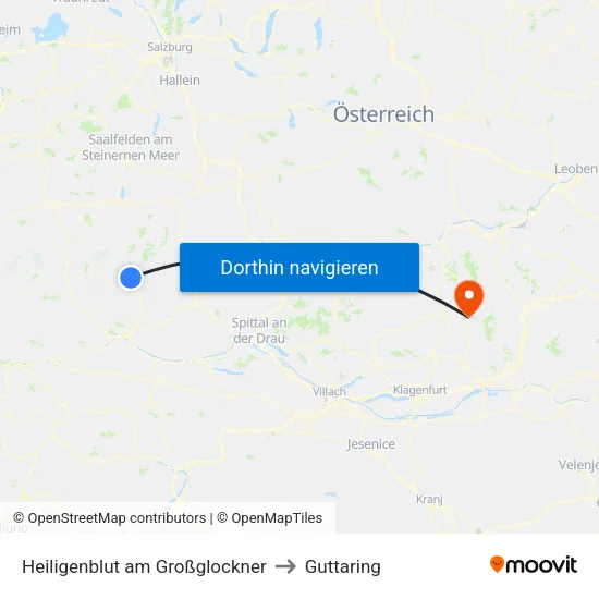 Heiligenblut am Großglockner to Guttaring map