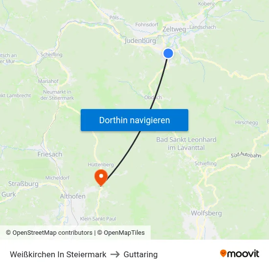Weißkirchen In Steiermark to Guttaring map