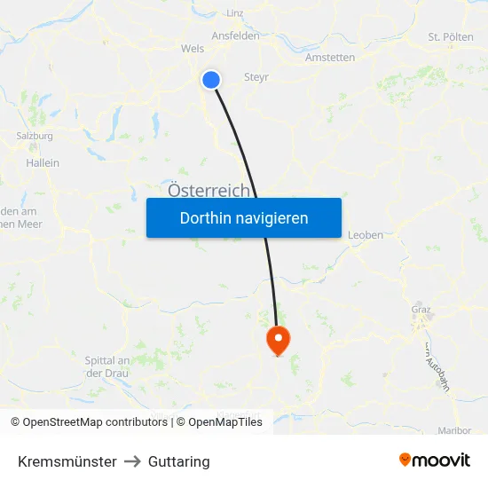 Kremsmünster to Guttaring map