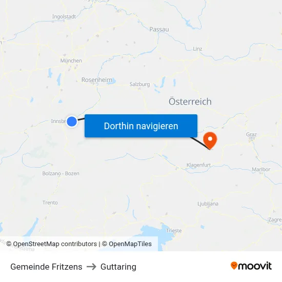 Gemeinde Fritzens to Guttaring map
