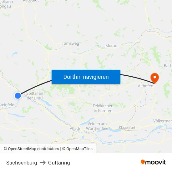 Sachsenburg to Guttaring map