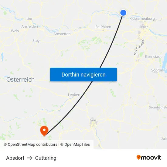 Absdorf to Guttaring map