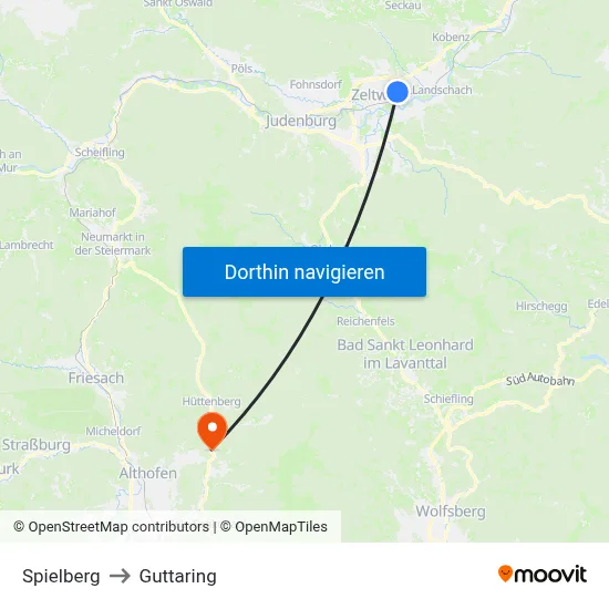 Spielberg to Guttaring map