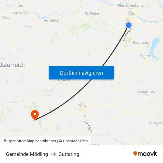 Gemeinde Mödling to Guttaring map