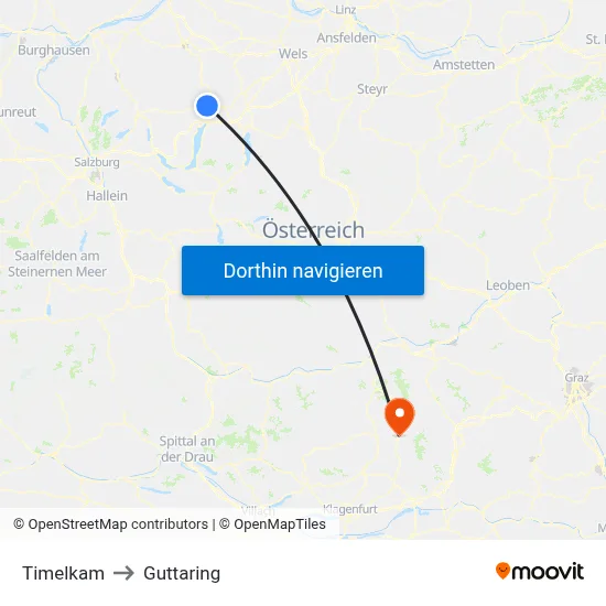 Timelkam to Guttaring map