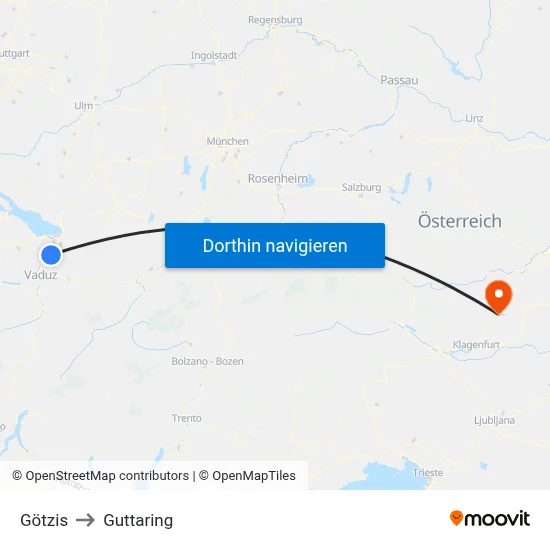 Götzis to Guttaring map
