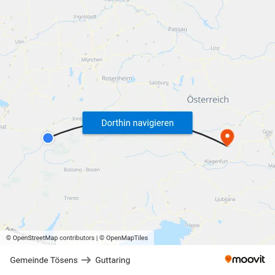 Gemeinde Tösens to Guttaring map
