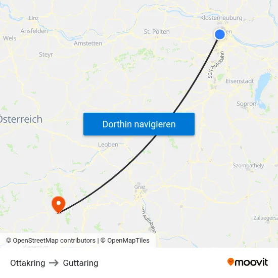 Ottakring to Guttaring map