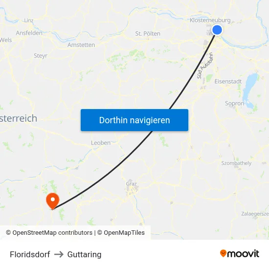Floridsdorf to Guttaring map