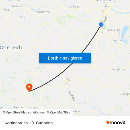 Kottingbrunn to Guttaring map