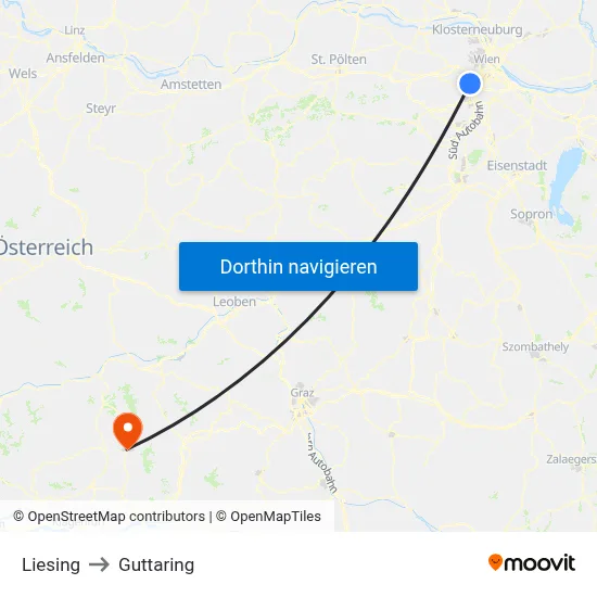 Liesing to Guttaring map