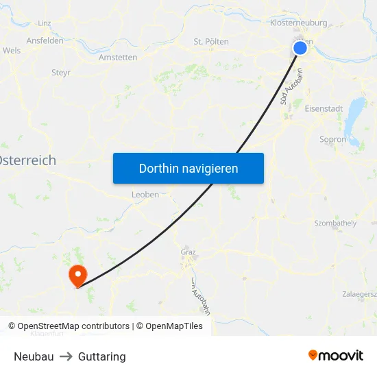 Neubau to Guttaring map