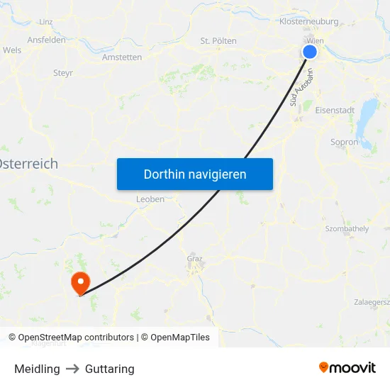 Meidling to Guttaring map