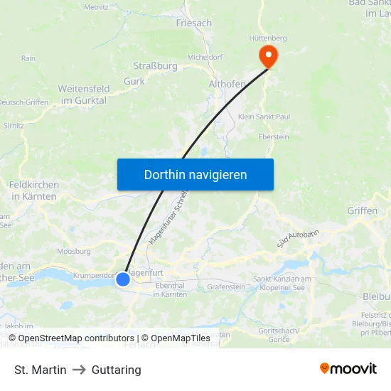 St. Martin to Guttaring map