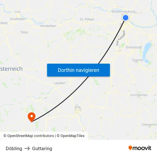 Döbling to Guttaring map