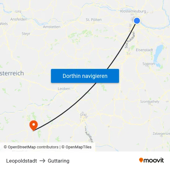 Leopoldstadt to Guttaring map