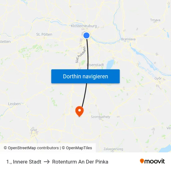 1., Innere Stadt to Rotenturm An Der Pinka map