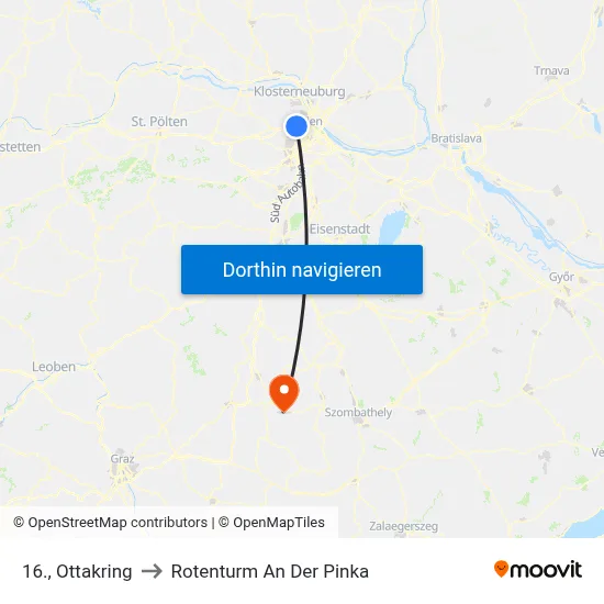 16., Ottakring to Rotenturm An Der Pinka map