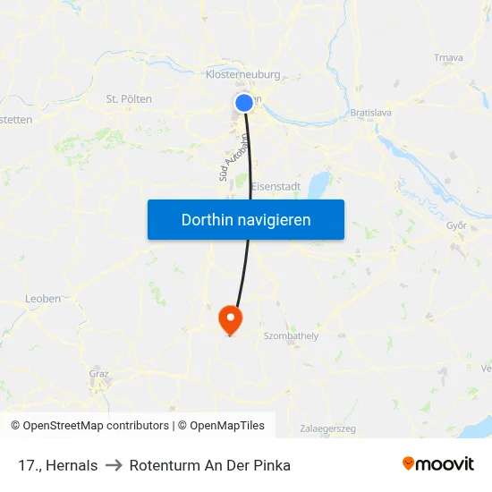 17., Hernals to Rotenturm An Der Pinka map